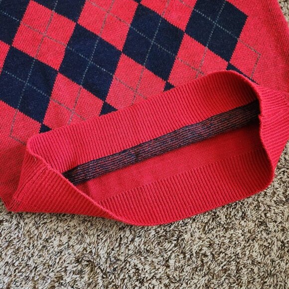 Vintage Plaid Knit Sweater Vest 90s Van Heusen Preppy Grandpa Academia - Picture 4 of 5